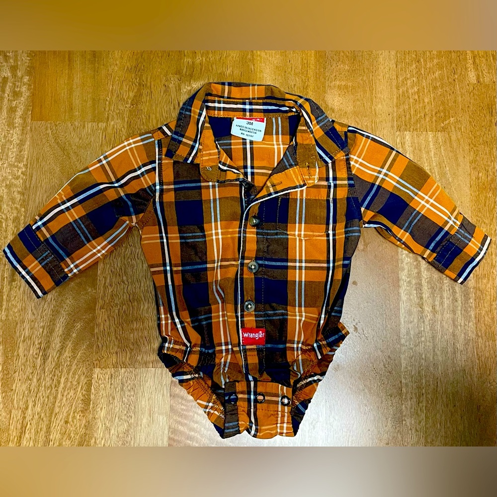 Wrangler 3m Orange and Blue Baby Bodysuit
